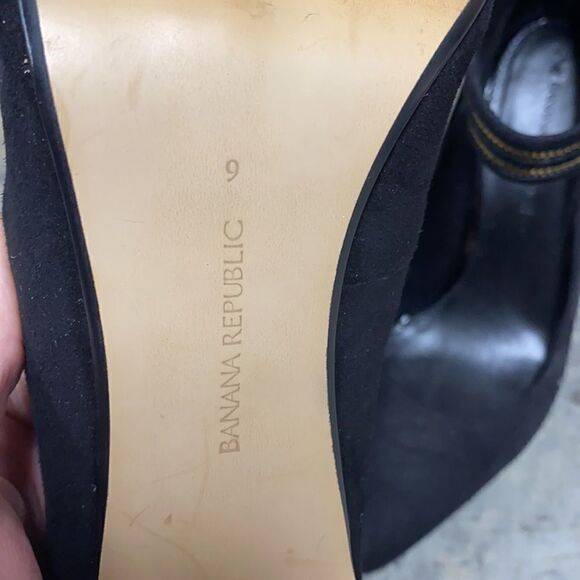 Banana Republic Black Suede Gayle Zip Ankle Heels Size 9 - Picture 11 of 14